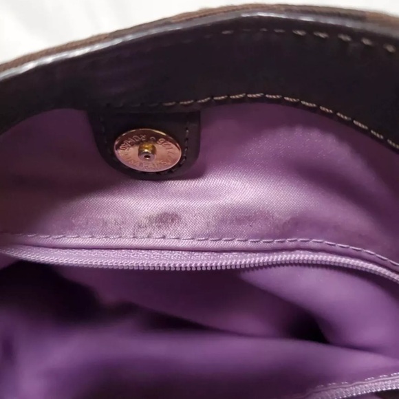 Coach Madison Maggie Bag Dark brown Gold Purple lining Signature C Pockets Hobo - Picture 13 of 15